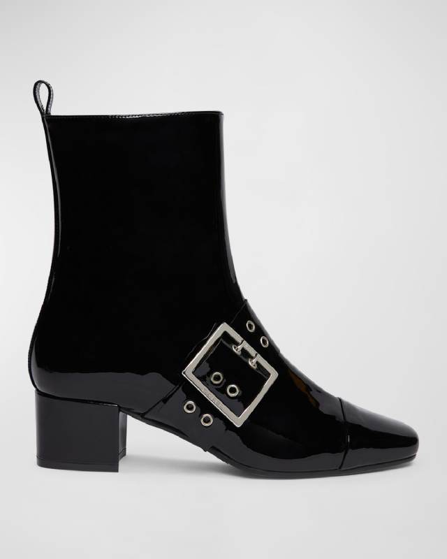 Rock Patent Buckle Ankle Booties
